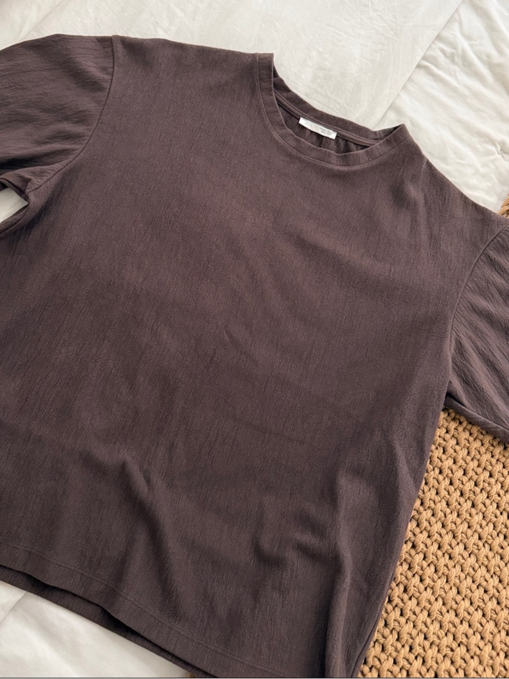 Zara Men's Crewneck Tee in Brown